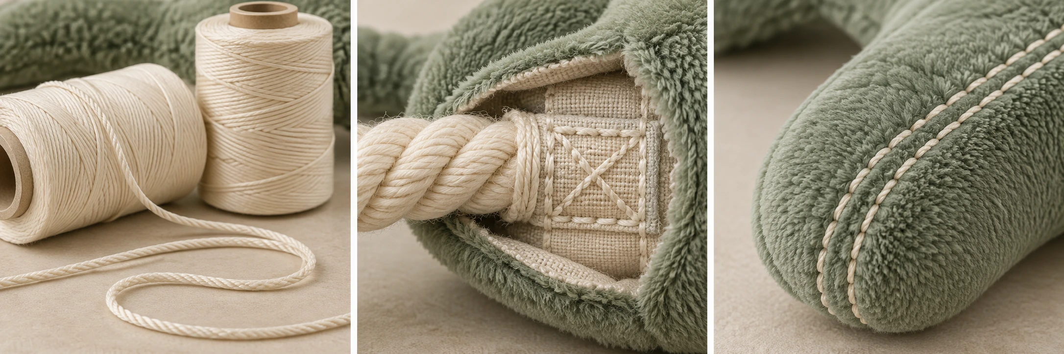Stronger sewing thread — illustrative construction detail