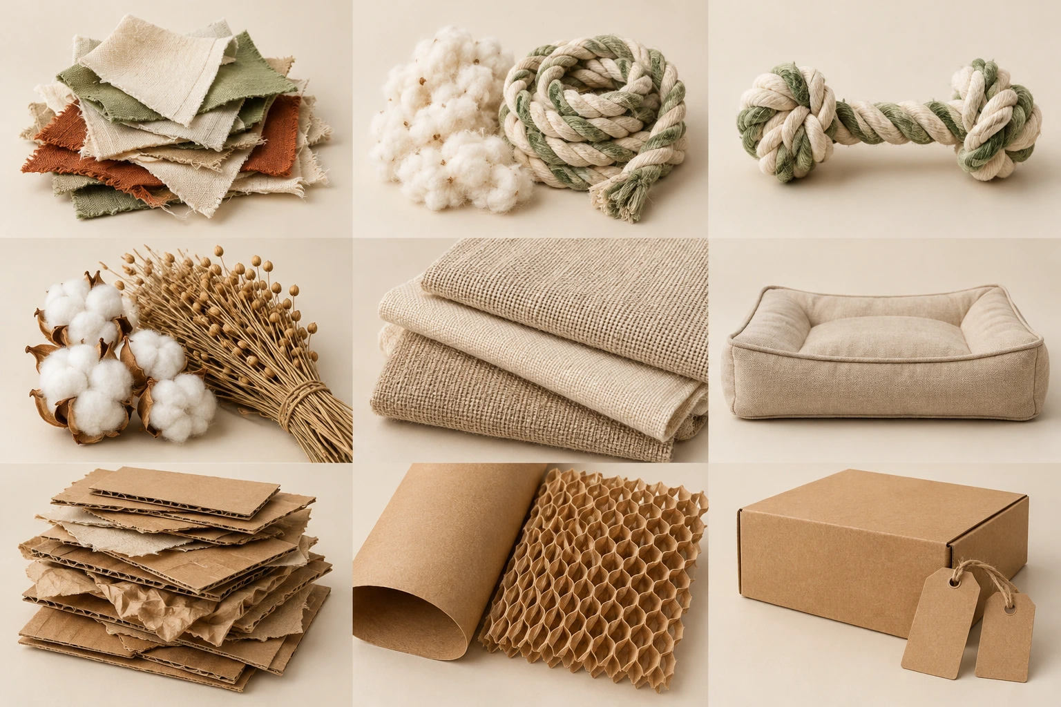 Material samples: textiles, natural fibres and paper
